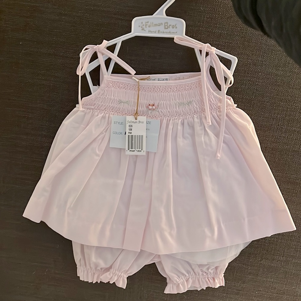 Feltman Brothers Toddler Girls Hand Embroidered Pink Outfit
